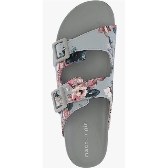 Madden Girl Women's Teddy Slide Sandals Gray Blue Floral Size 10 M Shoes NWB - Picture 2 of 6
